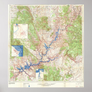 Póster Mapa Antiguo del Gran Cañón de Yellowstone 1969