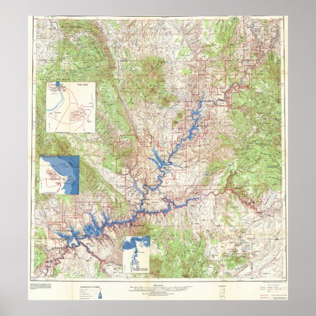 Póster Mapa Antiguo del Gran Cañón de Yellowstone 1969 (Frente)