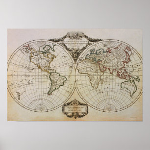 Póster Mapa antiguo del mundo