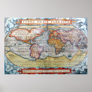 Póster Mapa Antiguo Del Mundo
