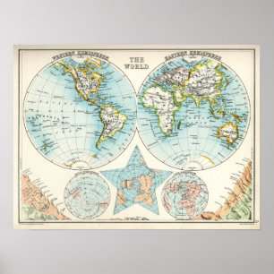 Póster Mapa antiguo del mundo