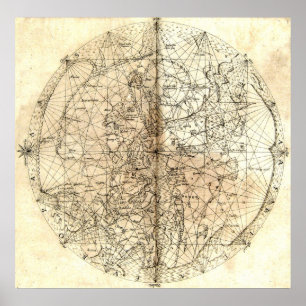 Póster Mapa antiguo del mundo