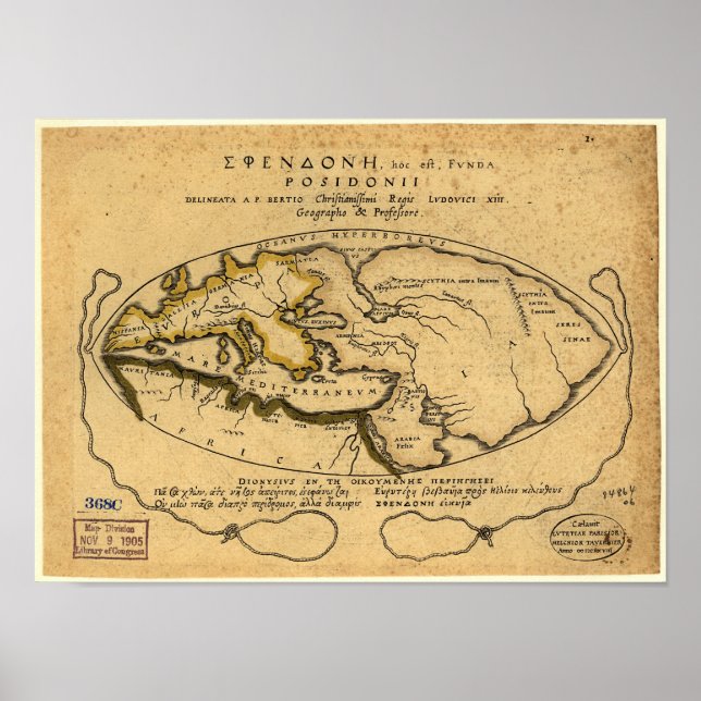 Póster Mapa antiguo del mundo - 1630 (Frente)