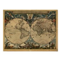 Mapa antiguo del mundo - 1664