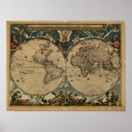 Póster Mapa antiguo del mundo - 1664