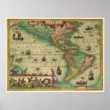 Mapa antiguo del mundo de las Américas, 1606