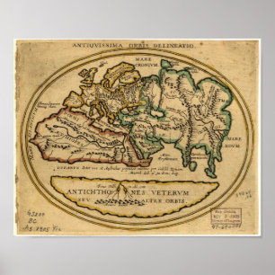 Póster Mapa Antiguo del Mundo - fecha desconocida