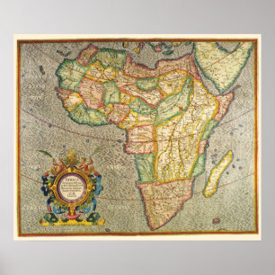 Póster Mapa Antiguo del Mundo Mercator de África, 1633