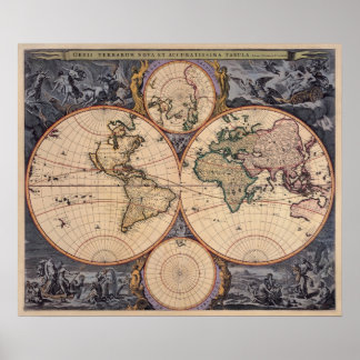 Póster Mapa antiguo del mundo para Poster