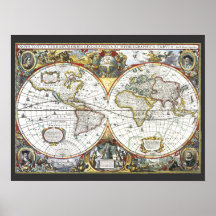 Mapa Antiguo del Mundo por Hendrik Hondius, 1630