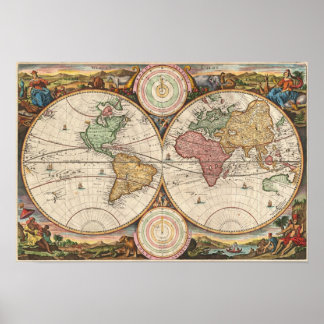 Póster Mapa antiguo del mundo: Stoopendal