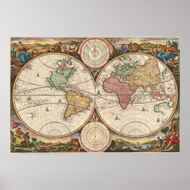 Póster Mapa antiguo del mundo: Stoopendal (Frente)