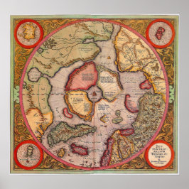 Póster Mapa antiguo del Polo Norte por Mercator