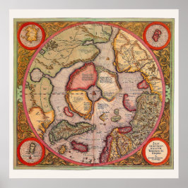 Póster Mapa Antiguo del Polo Norte por Mercator