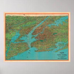 Póster Mapa antiguo del puerto de NYC (1925) Vieja ciudad