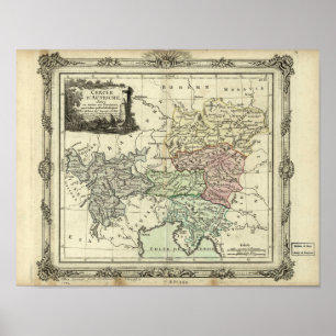 Póster Mapa antiguo del Sacro Imperio Romano, Austria