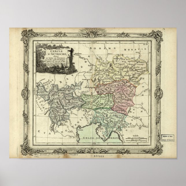 Póster Mapa antiguo del Santo Imperio Romano, Austria 179 (Frente)