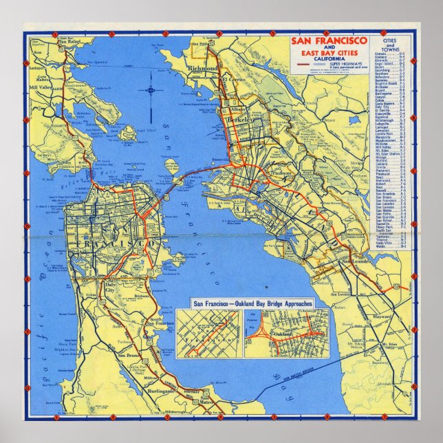 Póster Mapa Antiguo Detallado de San Francisco (Frente)