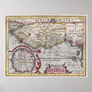 Póster Mapa antiguo, Guinea - costa africana, Kaerius