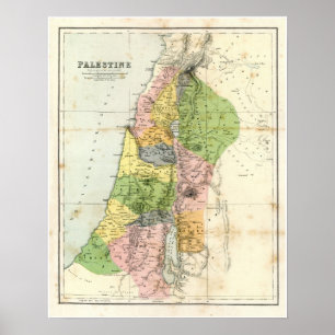 Póster Mapa antiguo - Palestina bíblica