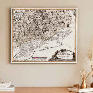 Póster Mapa antiguo Prusia / Polonia Masuria Lake Sniardw