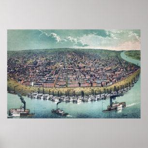 Póster Mapa Antiguo Saint Louis Missouri Río Mississippi