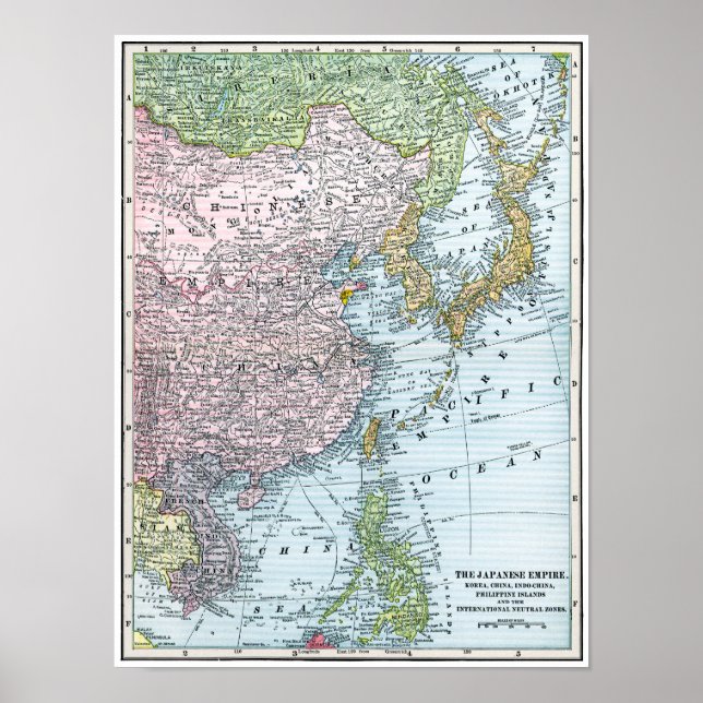 PÓSTER MAPA: ASIA ORIENTAL, 1907 (Frente)
