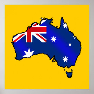 Póster Mapa australiano de Australia Regalos de bandera a