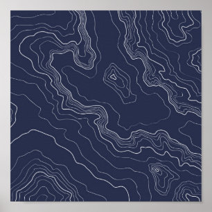 Póster Mapa azul de la topografía