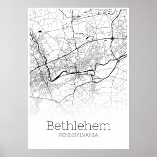 Póster Mapa Bethlehem - Pennsylvania - Poster de mapas de