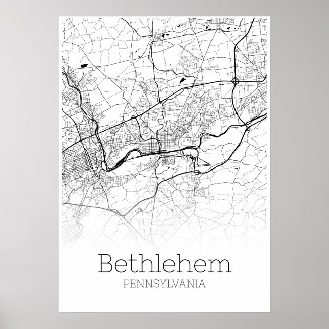 Póster Mapa Bethlehem - Pennsylvania - Poster de mapas de (Frente)