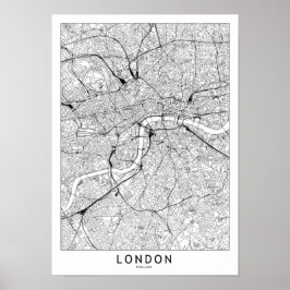 Póster Mapa blanco de Londres