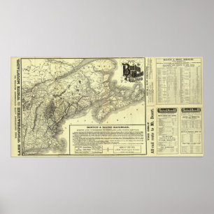 Póster Mapa Boston y ferrocarril 2 de Maine