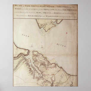 Póster Mapa británico del sitio de Yorktown, 1781