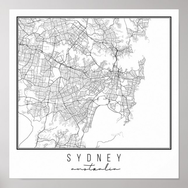 Póster Mapa callejero de Australia en Sydney (Frente)