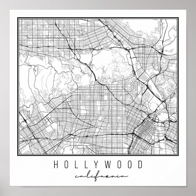 Póster Mapa callejero de Hollywood California (Frente)