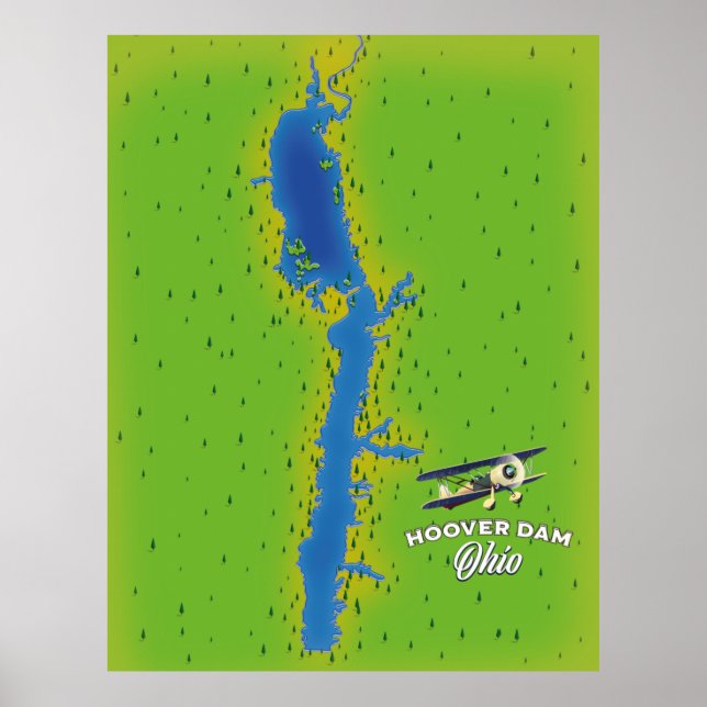 Póster Mapa cartográfico de Hoover Dam Ohio (Frente)