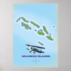 Póster Mapa cartográfico de las islas Salomón.
