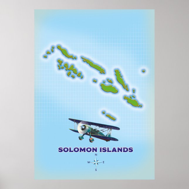 Póster Mapa cartográfico de las islas Salomón. (Frente)