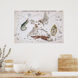 Póster Mapa celeste astronómico vintage