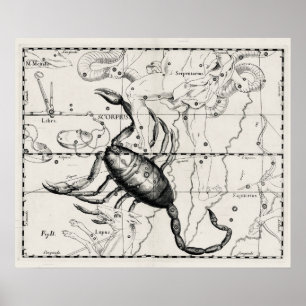 Póster Mapa Celeste de Constelaciones de Astronomía Vinta