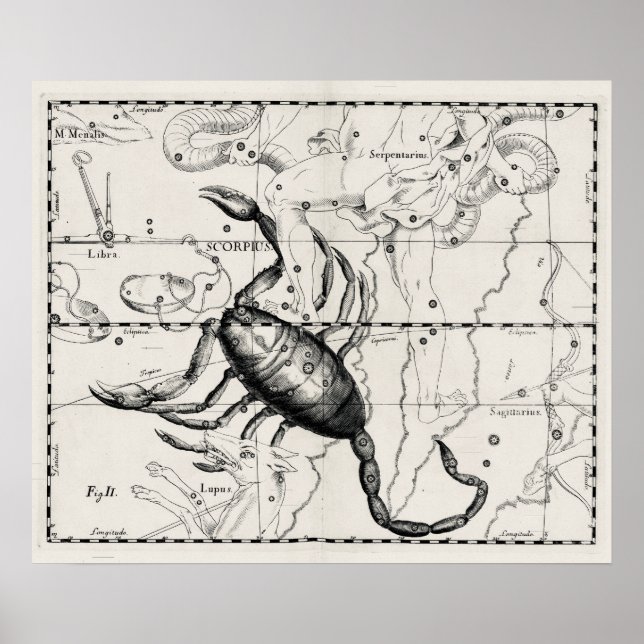 Póster Mapa Celeste de Constelaciones de Astronomía Vinta (Frente)