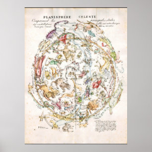 Póster Mapa celeste vintage