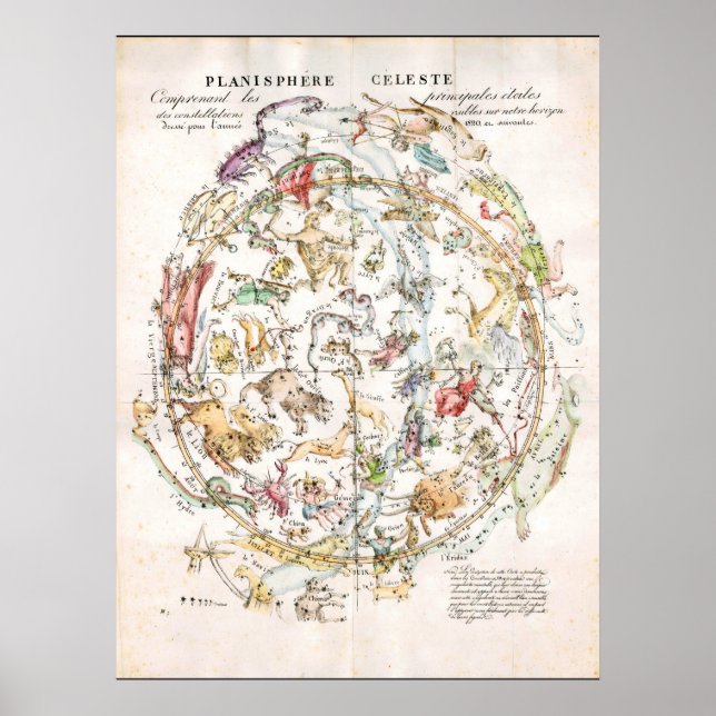 Póster Mapa celeste vintage (Frente)