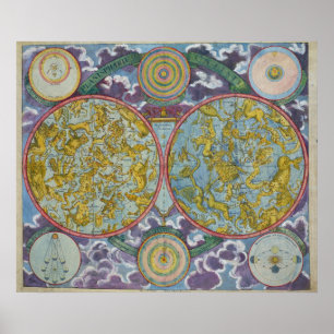 Póster Mapa celestial de los planetas