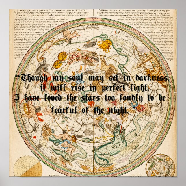 Póster Mapa celestial de Zodiac Estrellas de astrología c (Frente)