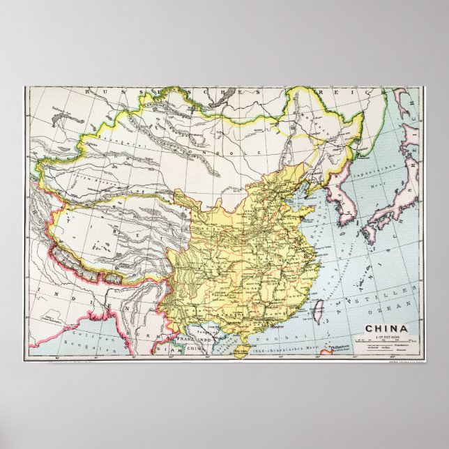 PÓSTER MAPA: CHINA, 1910 (Frente)
