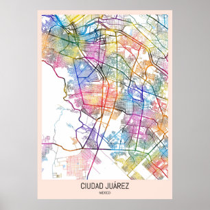 Póster Mapa Ciudad Juárez México