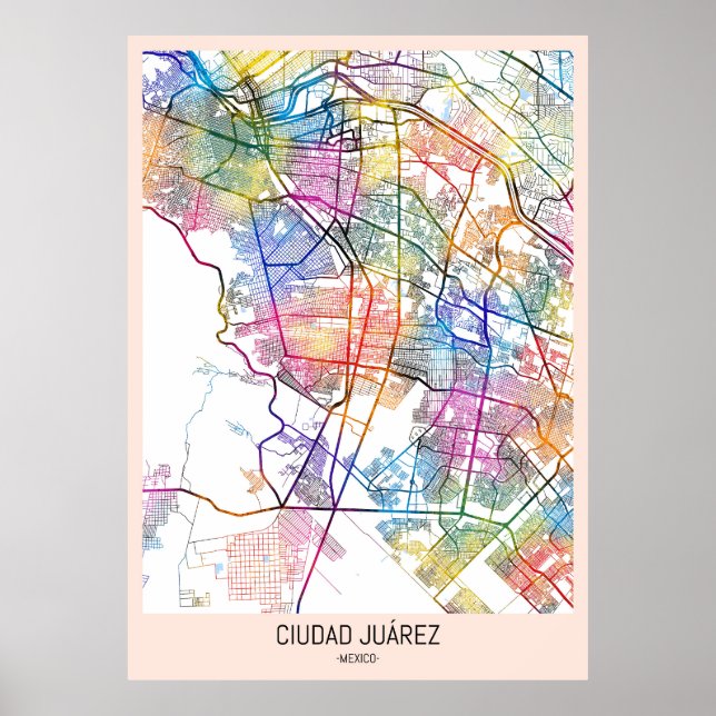 Póster Mapa Ciudad Juárez México (Frente)