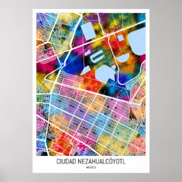 Póster Mapa Ciudad Nezahualcóyotl Ciudad de México